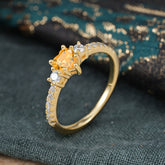 Heart Shaped Citrine Promise Ring Unique Three Stone Engagement Ring